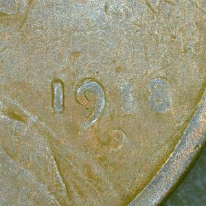 1918-D-Lincoln-Small-Cent,-Odd-Feature-Below-Date